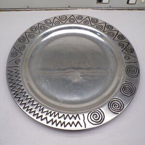 Wilton Armetale Reggae Small Round Tray 820034 Southwest Decor 12" Pewter Look